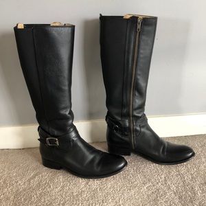 Frye Riding Boots Wide Calf With Stretch Large Calves Black Leather